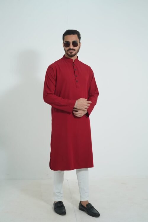 Maroon Premium Micro stitch Panjabi - Image 4
