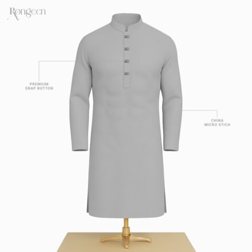Ash color premium panjabi with snap button and semi long fit