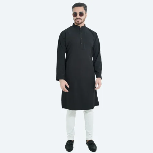 Black Premium Micro stitch Panjabi - Image 3