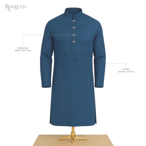 Navy blue premium panjabi semi long fit with snap button