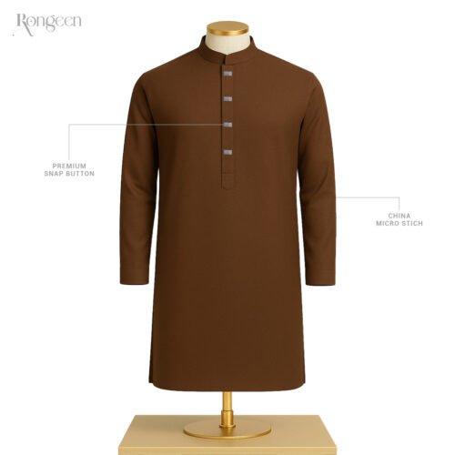 Coffee color premium panjabi semi long fit with snap button