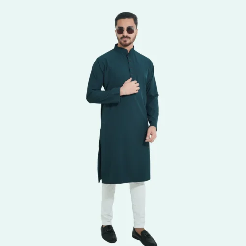 Bottle Green Premium Micro stitch Panjabi - Image 3