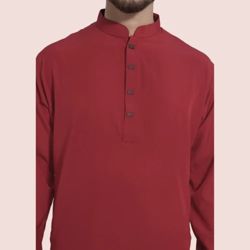 Maroon Premium Micro stitch Panjabi - Image 2