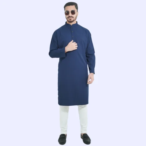 Navy Blue Premium Micro stitch Panjabi - Image 3
