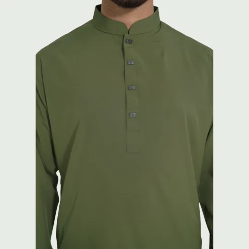 Olive Premium Micro stitch Panjabi - Image 3