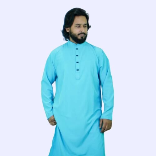 Sky Blue Premium Micro stitch Panjabi - Image 2