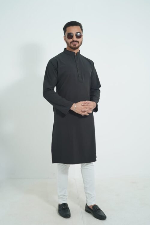 Black Premium Micro stitch Panjabi - Image 5
