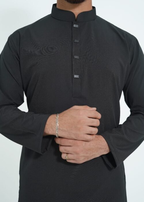 Black Premium Micro stitch Panjabi - Image 4