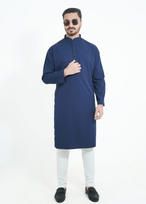 Navy Blue Premium Micro stitch Panjabi - Image 4