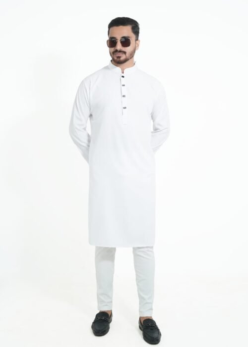 White Premium Micro stitch Panjabi - Image 4