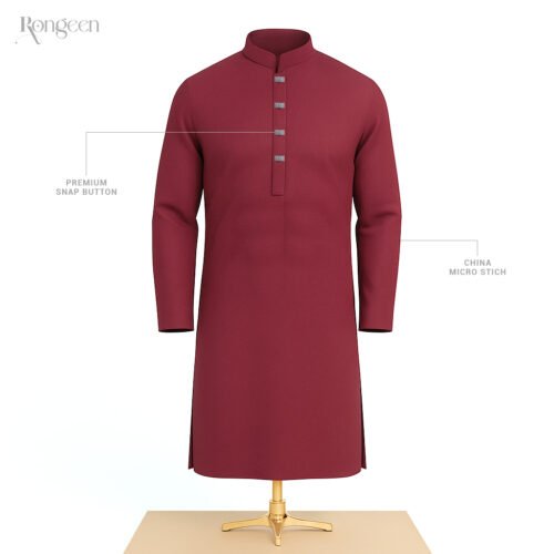 Maroon Premium Micro stitch Panjabi
