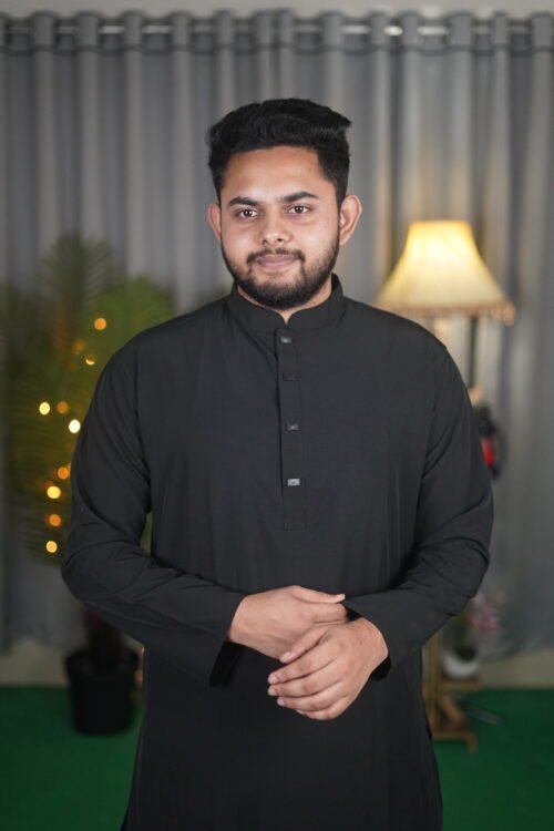 Black Premium Microstitch Panjabi – Rongeen - Image 1