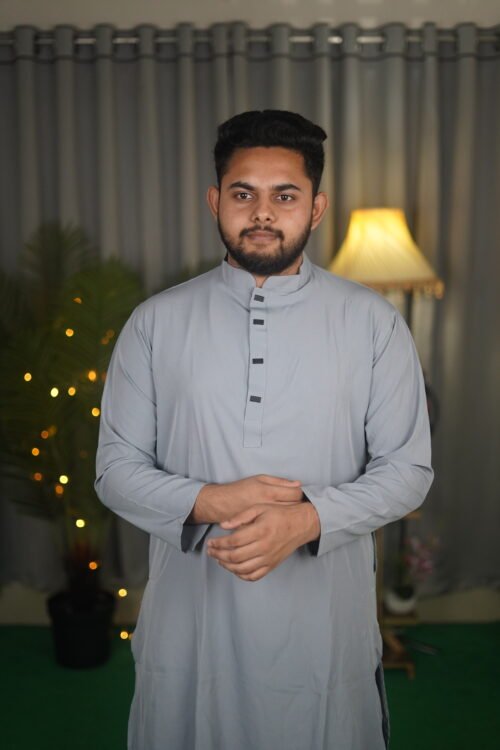 Ash Grey Premium Micro stitch Panjabi – Rongeen - Image 1